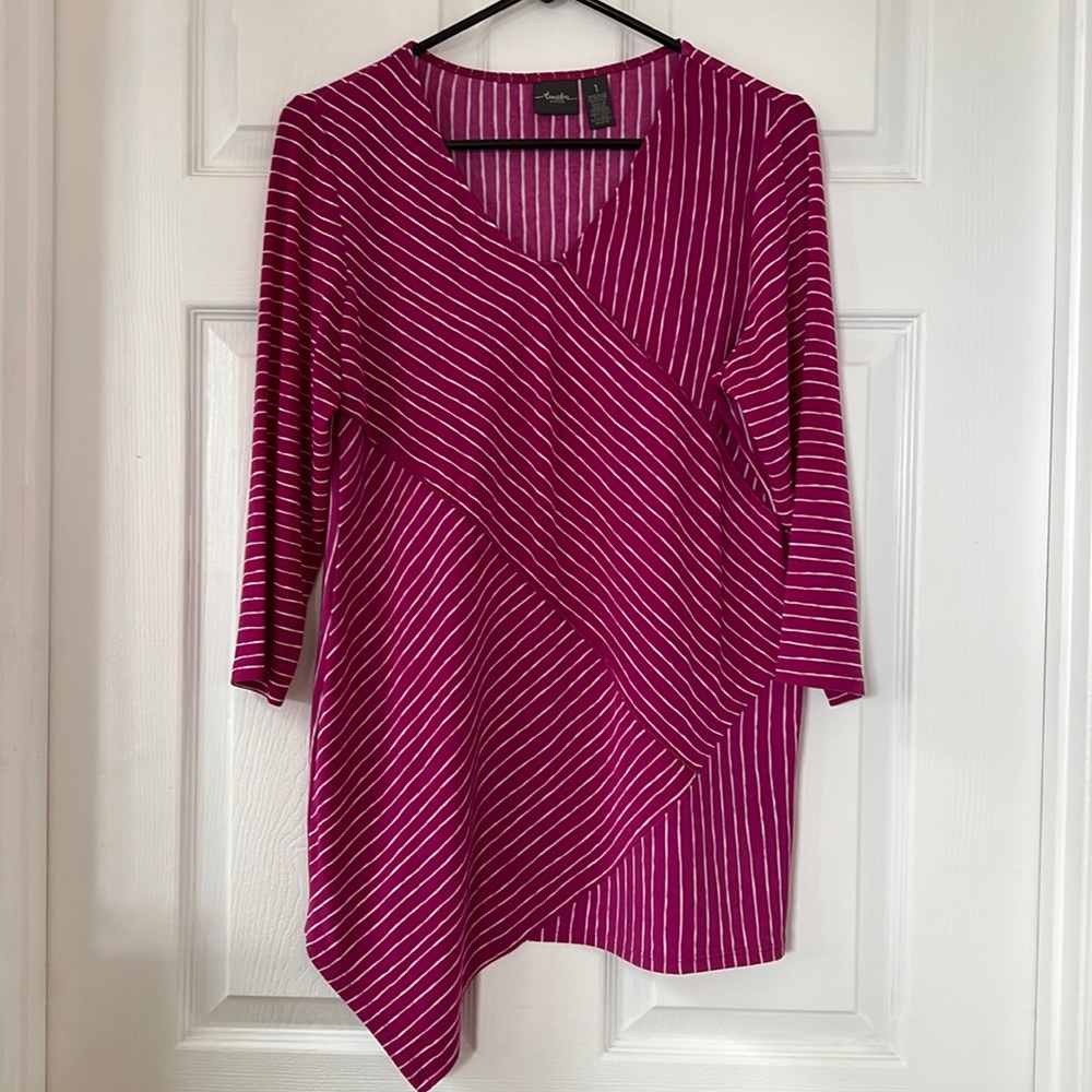 Travelers by Chicos, berry color with patterned stripes